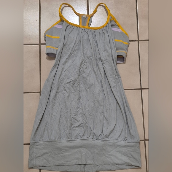 lululemon athletica Tops - Lululemon Athletica Gray Tank Top with Yellow Trim